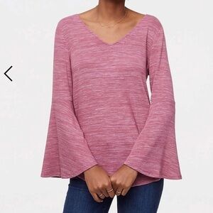 Ann Taylor LOFT Pink Spacedye Bell Sleeve Y2K pink